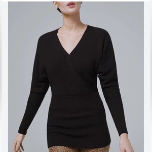 White House Black Market XL Ribbed Dolman Sleeve Surplice-Front Top